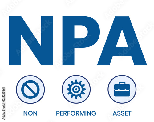 NPA - non performing asset. acronym business concept. vector illustration concept with keywords and icons. lettering illustration with icons for web banner, flyer, landing page, presentation