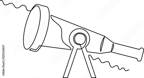 one line art telescope vector illustration. line art, one continuous line, simple, hand drawn and sketch style. for icons, symbols, signs or logos. PNG