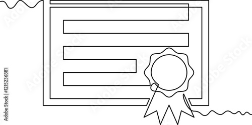 one line art certificate vector illustration. line art, one continuous line, simple, hand drawn and sketch style. for icons, symbols, signs or logos. PNG