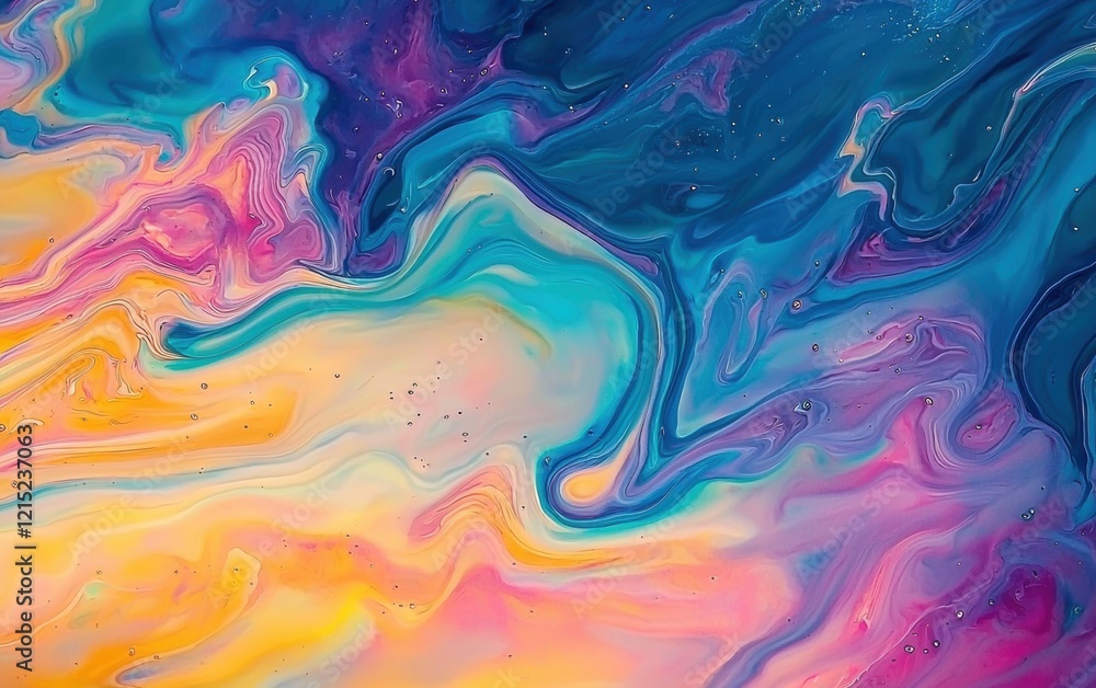 Oil droplet on water with mesmerizing color swirls and reflections Oil droplet on water with mesmerizing color swirls and reflections