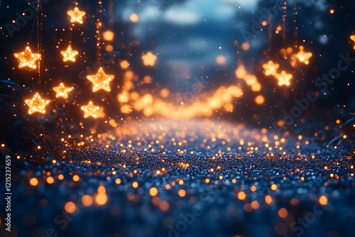 Magical starlit night scene with glitter.