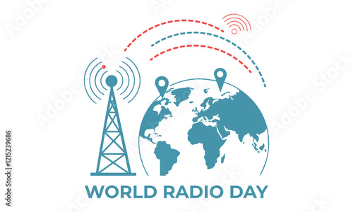 World radio day Design For celebration. Tower signal icon. Poster or banner design. Illustration vector graphic of world radio day good for background.