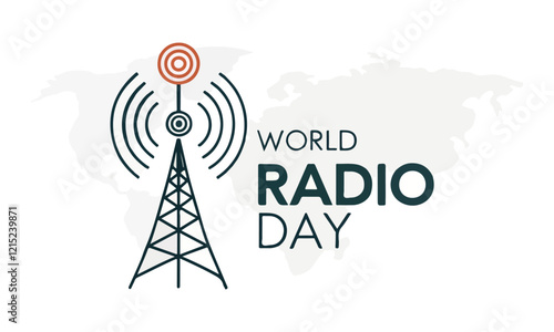 World radio day Design For celebration. Tower signal icon. Poster or banner design. Illustration vector graphic of world radio day good for background.