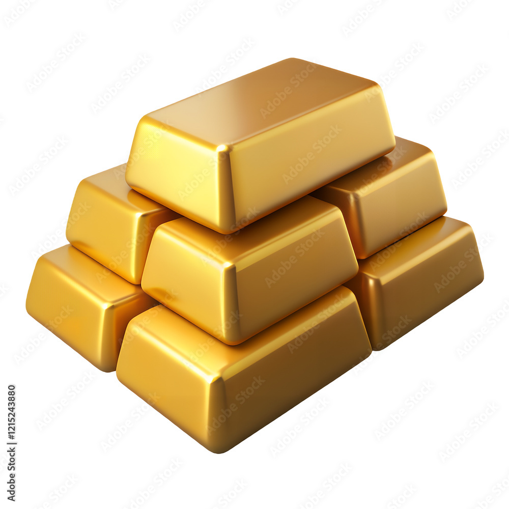 icon 3D gold bars, isolated on a transparent background icon 3D gold bars, isolated on a transparent background