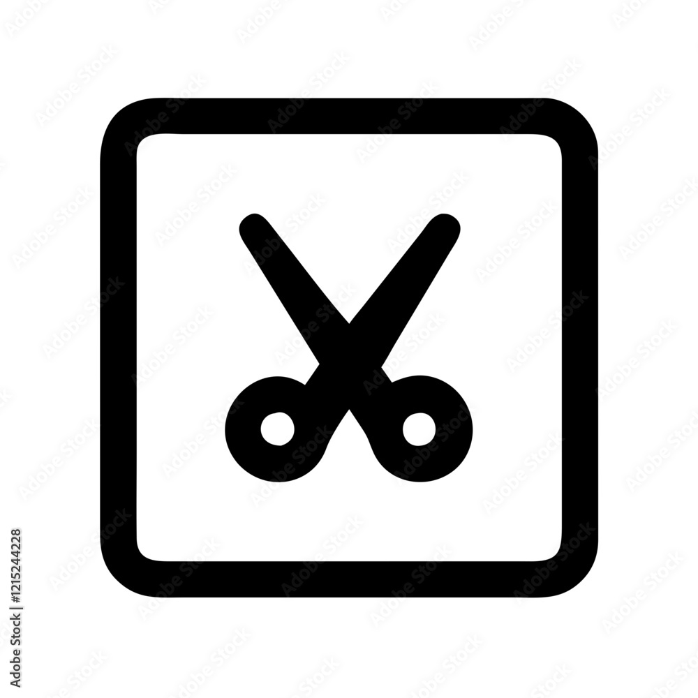 Obraz premium Black scissors icon in square frame