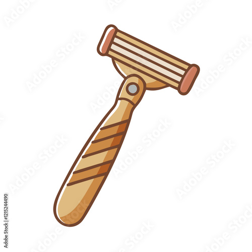 Wooden straight razor icon with classic design