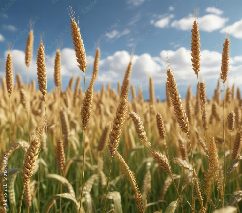 Field of golden wheat swaying in the breeze under a blue sky, wheat field, watercolor artwork, scenic Field of golden wheat swaying in the breeze under a blue sky, wheat field, watercolor artwork, scenic