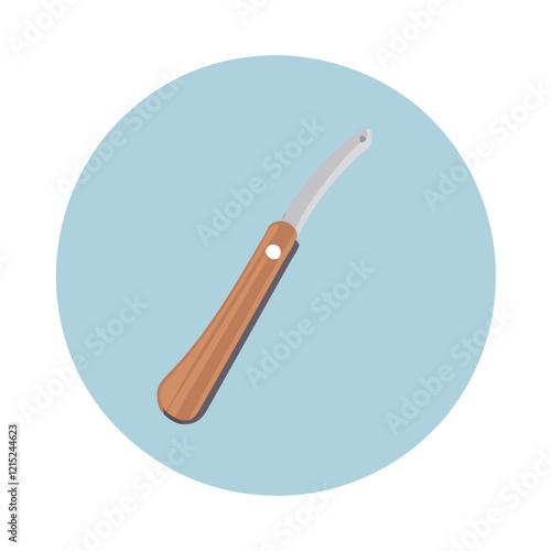 Straight razor icon with wooden handle