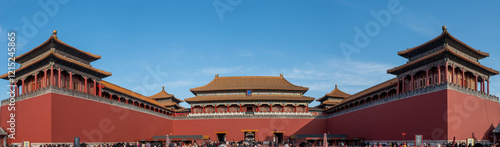 Fotografía Expansive view of Tiananmen Gate, iconic red walls, traditional architecture, vi