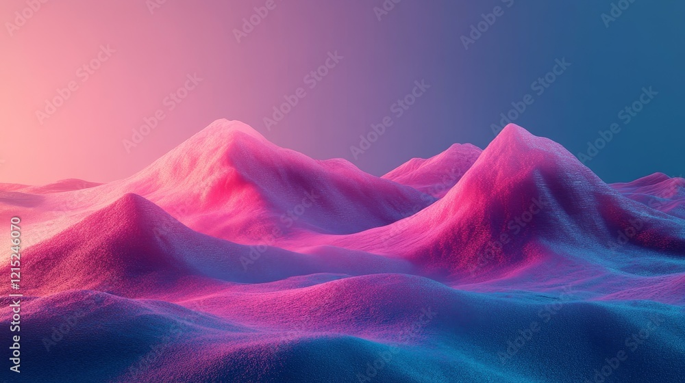 Fototapeta premium A mountain range with pink sand and a blue sky