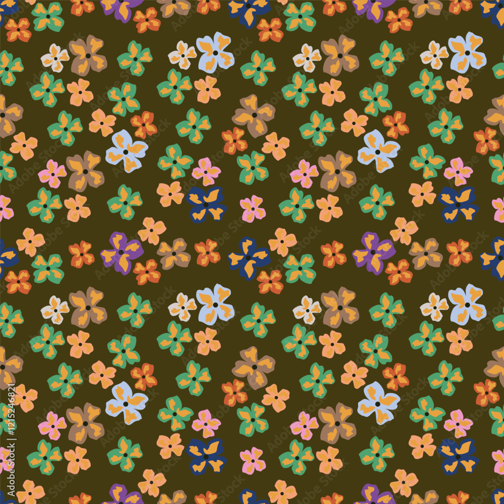 Flowers seamless pattern. vector illustration. Abstract flowers, floral vector with leaves Flowers seamless pattern. vector illustration. Abstract flowers, floral vector with leaves
