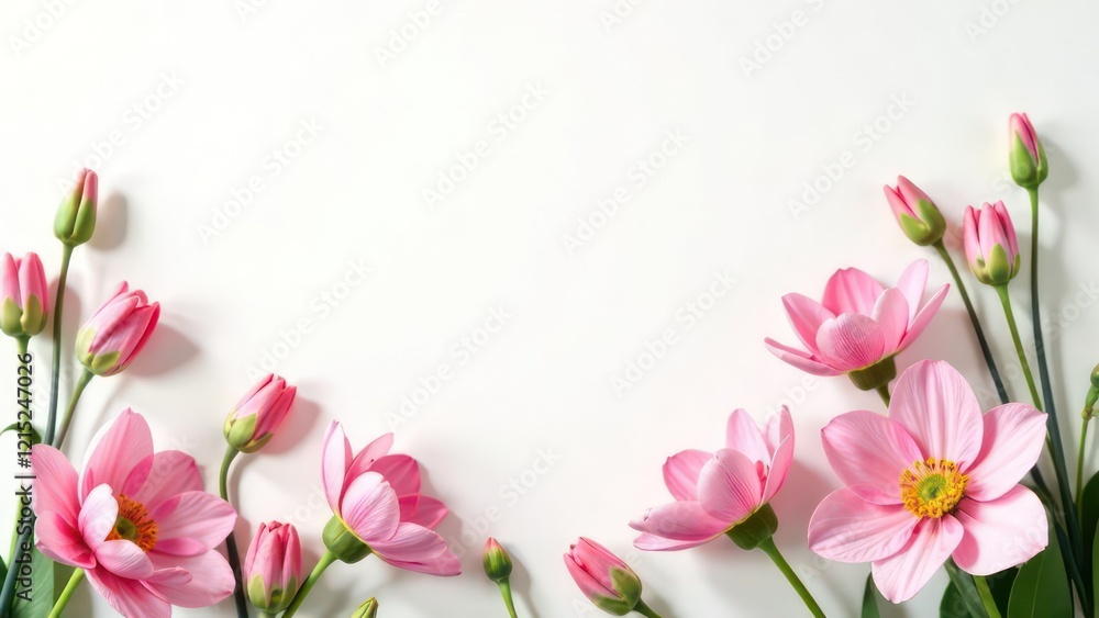 white blank postcard against the background with beautiful spring flowers white blank postcard against the background with beautiful spring flowers