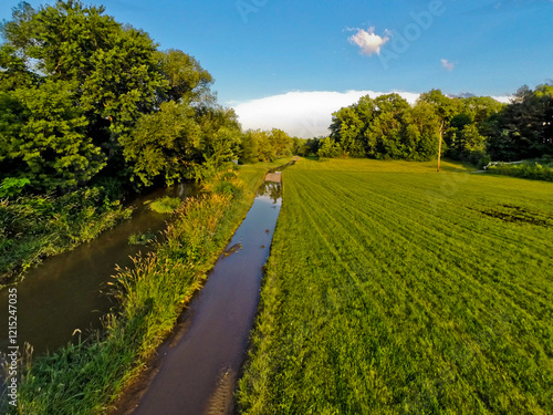 Serene Landscape with Stream and Grass 0001