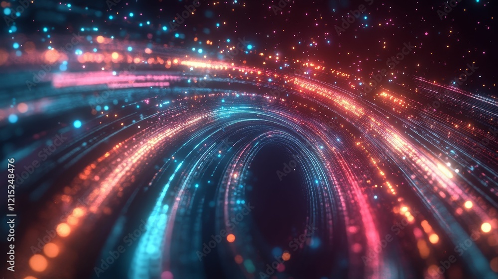 Swirling colorful lights with a dark background. Swirling colorful lights with a dark background.