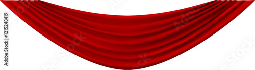 Draping luxurious scarlet silk velvet curtains elegantly, creating a dramatic atmosphere for theatrical performances and grand events with a touch of sophistication
