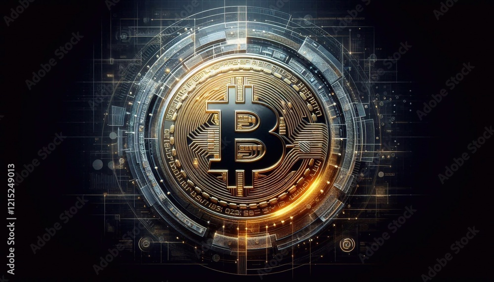 Obraz premium Bitcoin Halving on Black Background