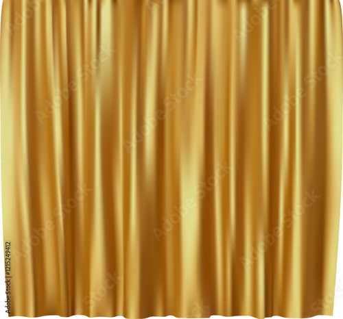 Realistic interior featuring luxurious gold velvet curtains, enhancing a royal and elegant ambiance, ideal for theater performances, opera showcases, or any grand celebration