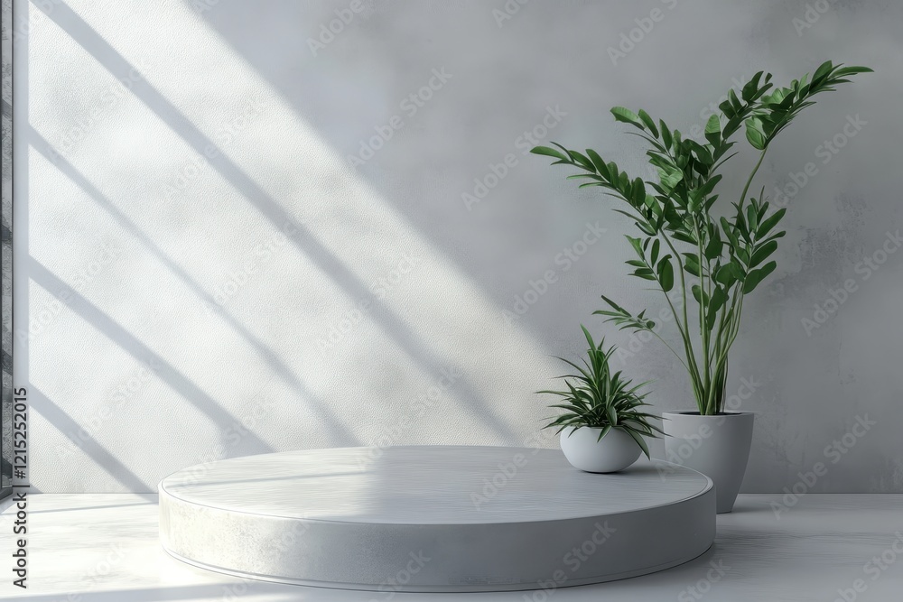 Studio Product Display Platform with Plants Studio Product Display Platform with Plants