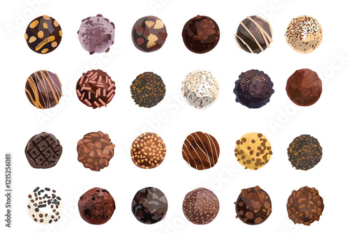 Collection set of chocolate truffles isolated illustration