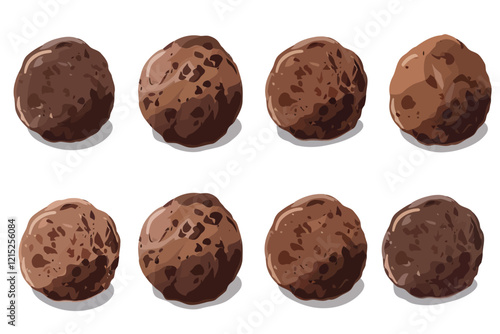 Collection set of chocolate truffles isolated illustration