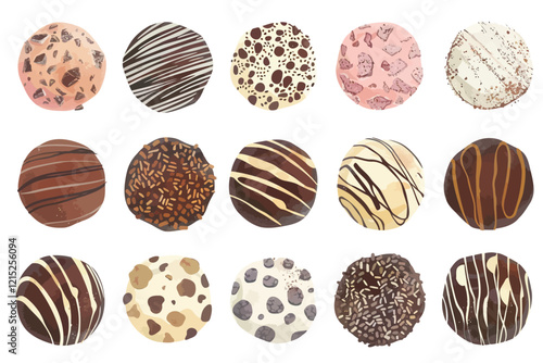 Collection set of chocolate truffles isolated illustration