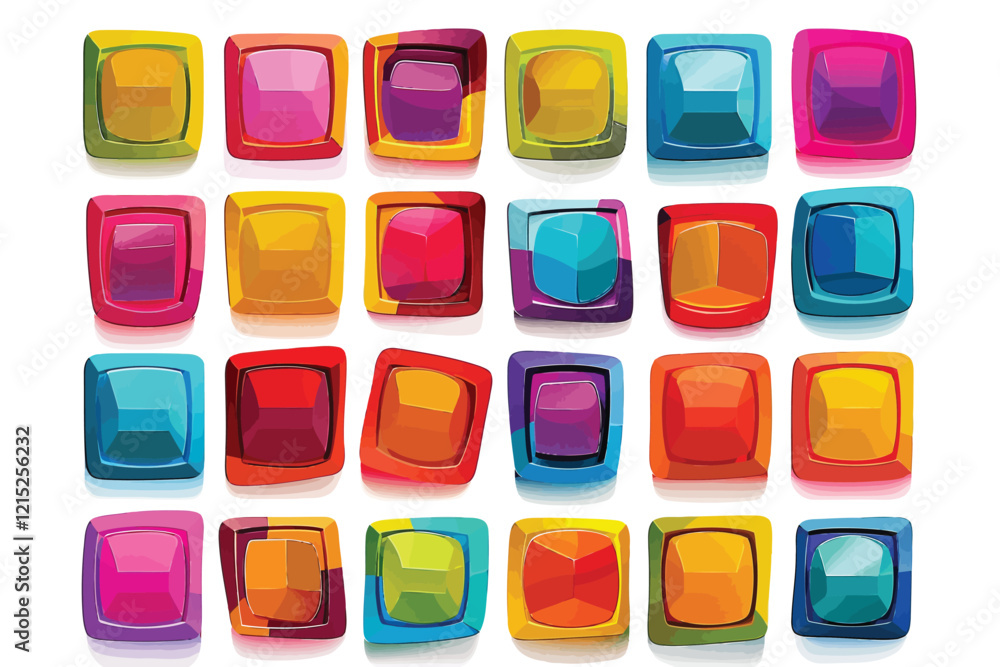 Collection set of colorful square tiles isolated illustration Collection set of colorful square tiles isolated illustration