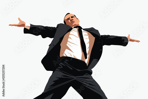 energetic man in business suit posing isolated illustration