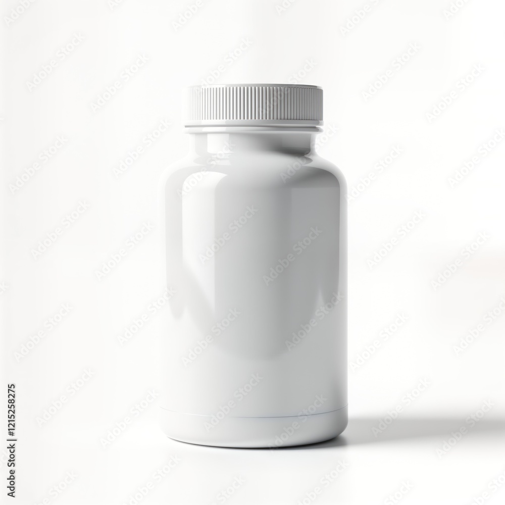Blank white supplement bottle mockup on white background. Empty container ready for design. Modern package design for vitamins pills. Product template for pharmaceutical healthcare company. Blank white supplement bottle mockup on white background. Empty container ready for design. Modern package design for vitamins pills. Product template for pharmaceutical healthcare company.