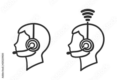 call center icon line art, silhouette, vector illustration