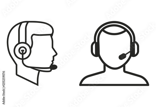 call center icon line art, silhouette, vector illustration
