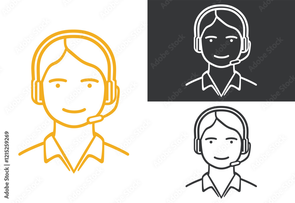 call center icon line art, silhouette, vector illustration call center icon line art, silhouette, vector illustration