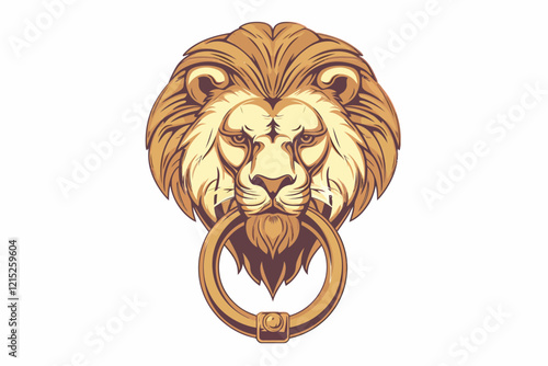 lion head door knocker isolated illustration