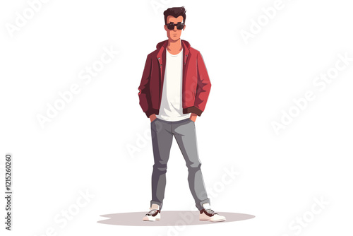 man posing full height isolated illustration