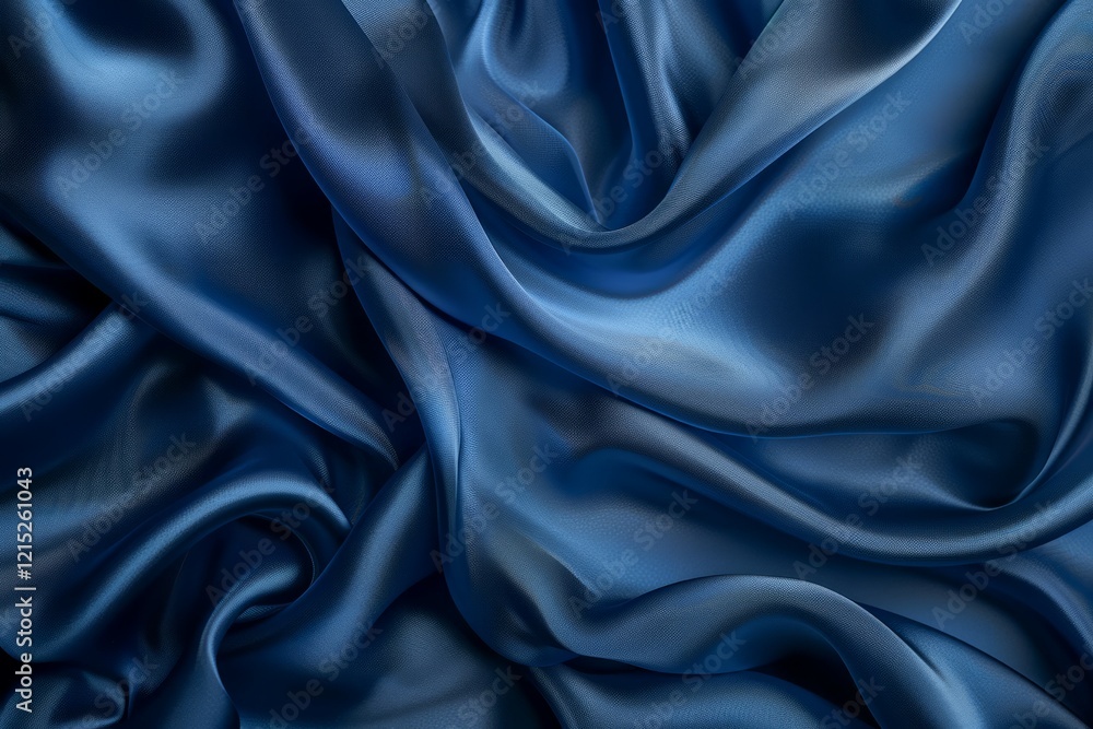 Obraz premium Image of Blue silk fabric drapery material. Texture for background usage