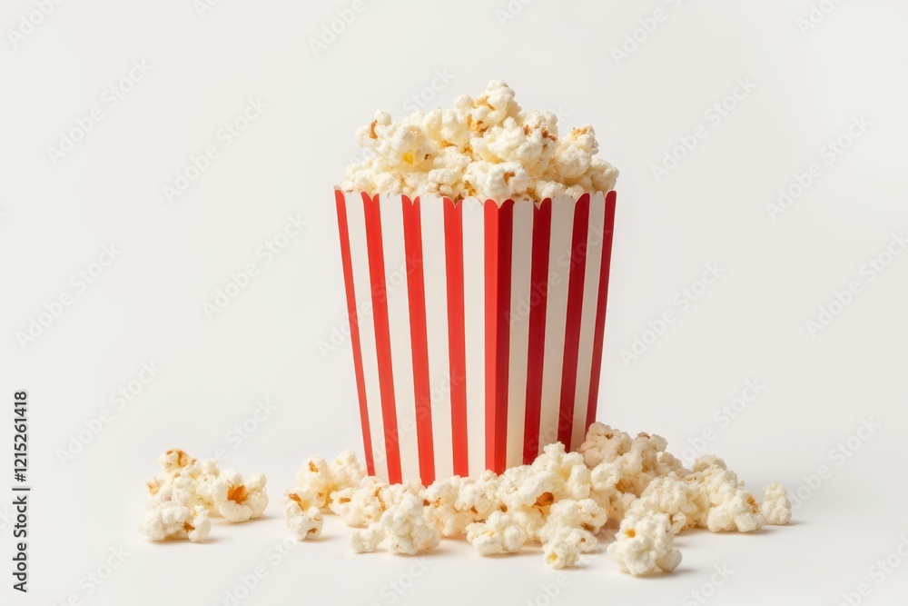 Fototapeta premium a red and white striped bucket of popcorn