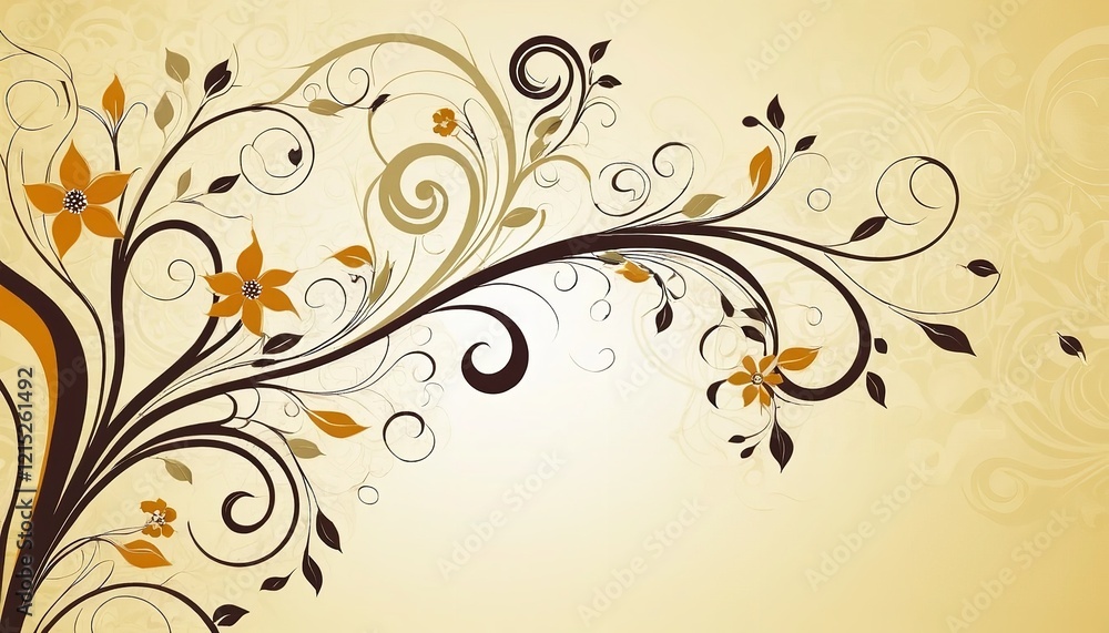 Elegant Abstract Background Featuring Floral Swirls Design Elegant Abstract Background Featuring Floral Swirls Design