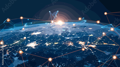 Abstract global network structure and growth graph for business strategy planning