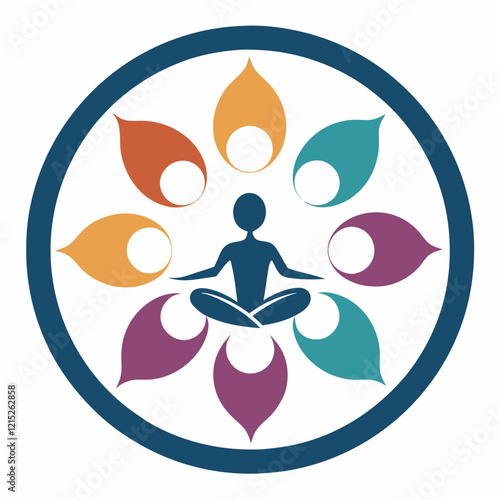 Holistic Wellness Logo: Yoga Poses & Dumbbells Design photo