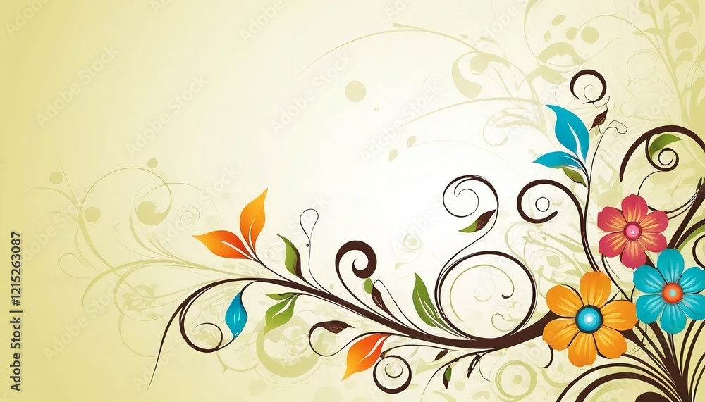 Elegant Abstract Background Featuring Floral Swirls Design Elegant Abstract Background Featuring Floral Swirls Design