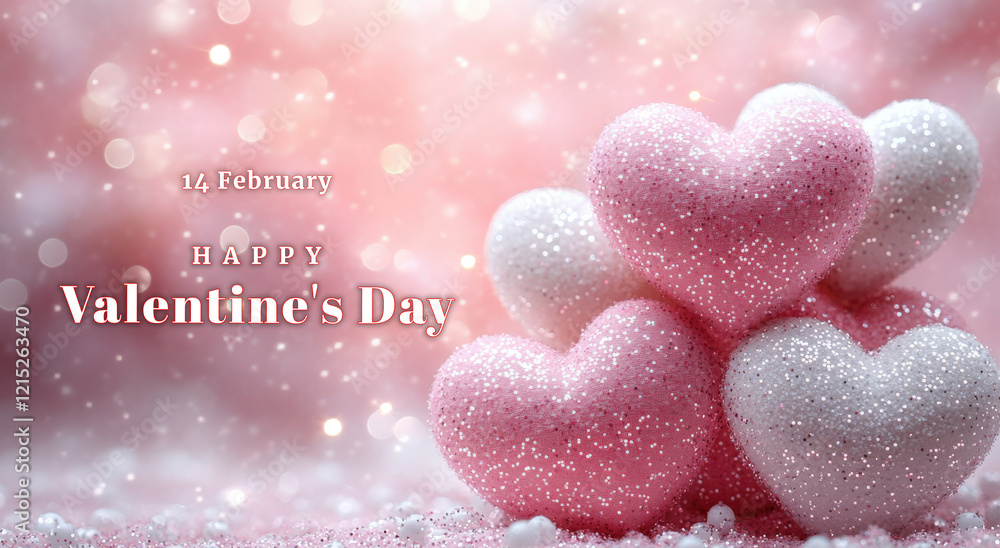 Sparkling Pink and White Glitter Hearts for Valentine s Day Sparkling Pink and White Glitter Hearts for Valentine s Day
