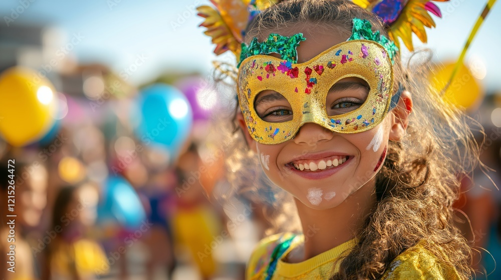 A diverse group of children joyfully playing games at a Mardi Gras celebration, wearing vibrant carnival masks and surrounded by colorful balloons A diverse group of children joyfully playing games at a Mardi Gras celebration, wearing vibrant carnival masks and surrounded by colorful balloons