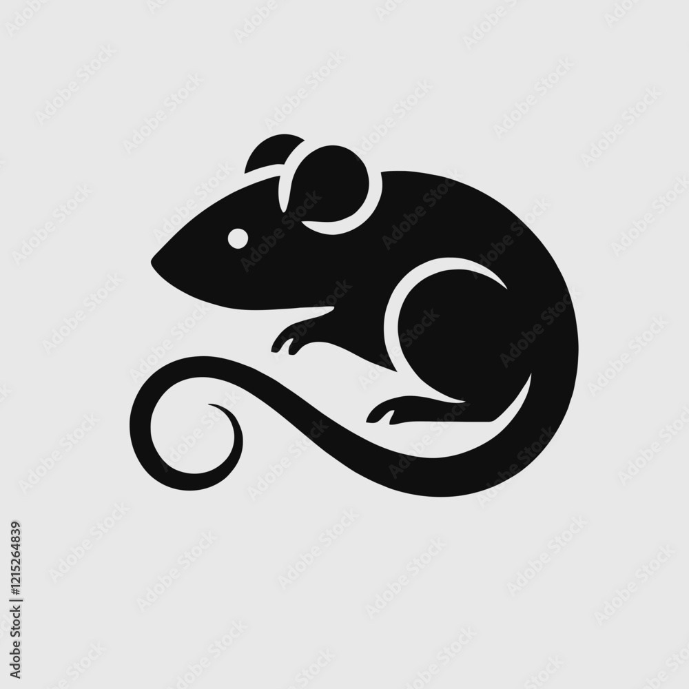  Rat silhouette in black on a white background 