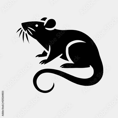 Rat silhouette in black on a white background 