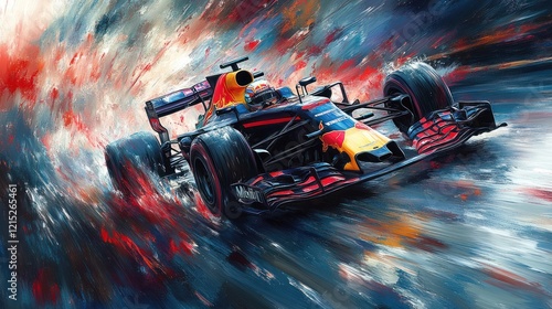 Racing car speed, track blur, art, motion photo