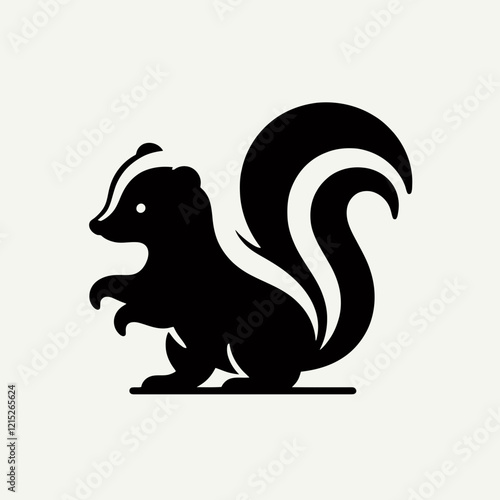  Skunk silhouette in black on a white background