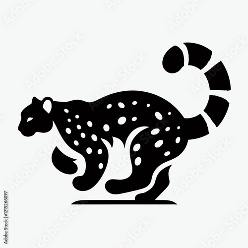 Snow Leopard silhouette in black on a white background