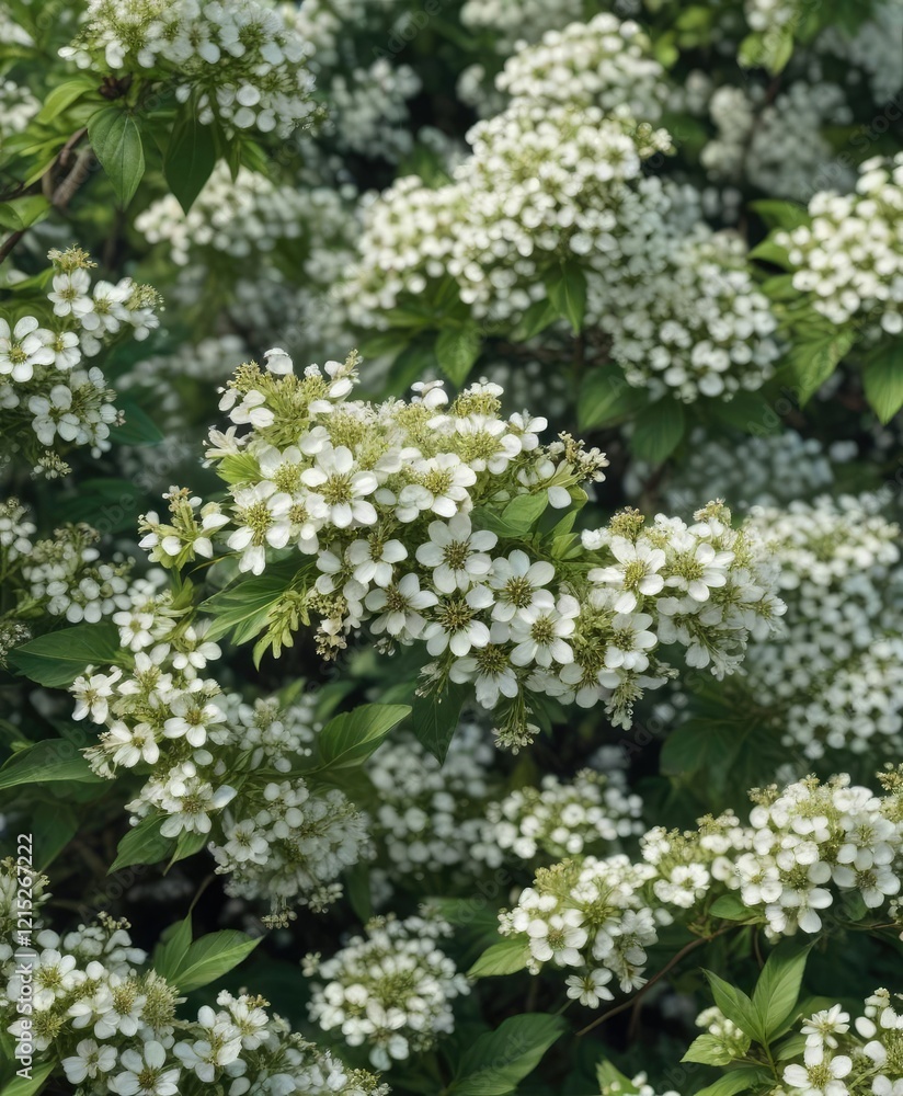 Full frame of European black elderberry with a carpet of white flowers, nature photography, wildflower Full frame of European black elderberry with a carpet of white flowers, nature photography, wildflower