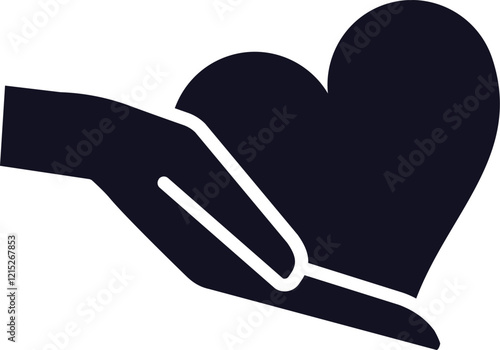 Hand gently holding a heart, symbolizing love, care, charity, and emotional support, perfect for Valentine s Day or any occasion celebrating affection and kindness