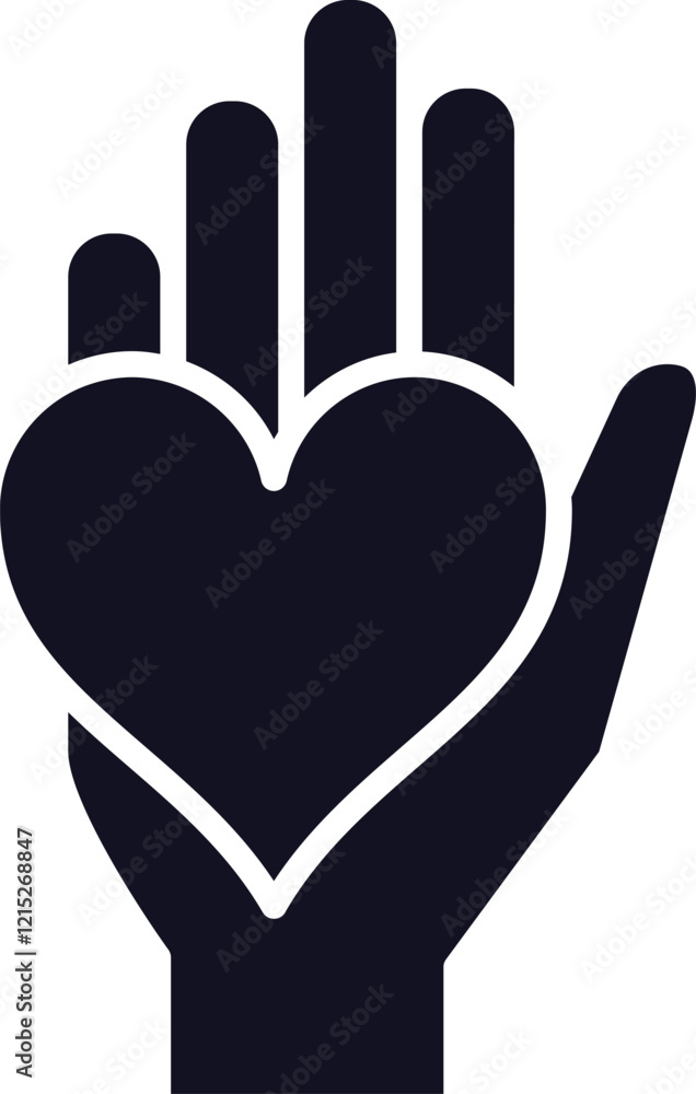 Open hand holding a heart shape icon representing love, care, charity, donation, healthcare, help, assistance, togetherness, solidarity, hope, romance kindness affection fondness and bonding Open hand holding a heart shape icon representing love, care, charity, donation, healthcare, help, assistance, togetherness, solidarity, hope, romance kindness affection fondness and bonding