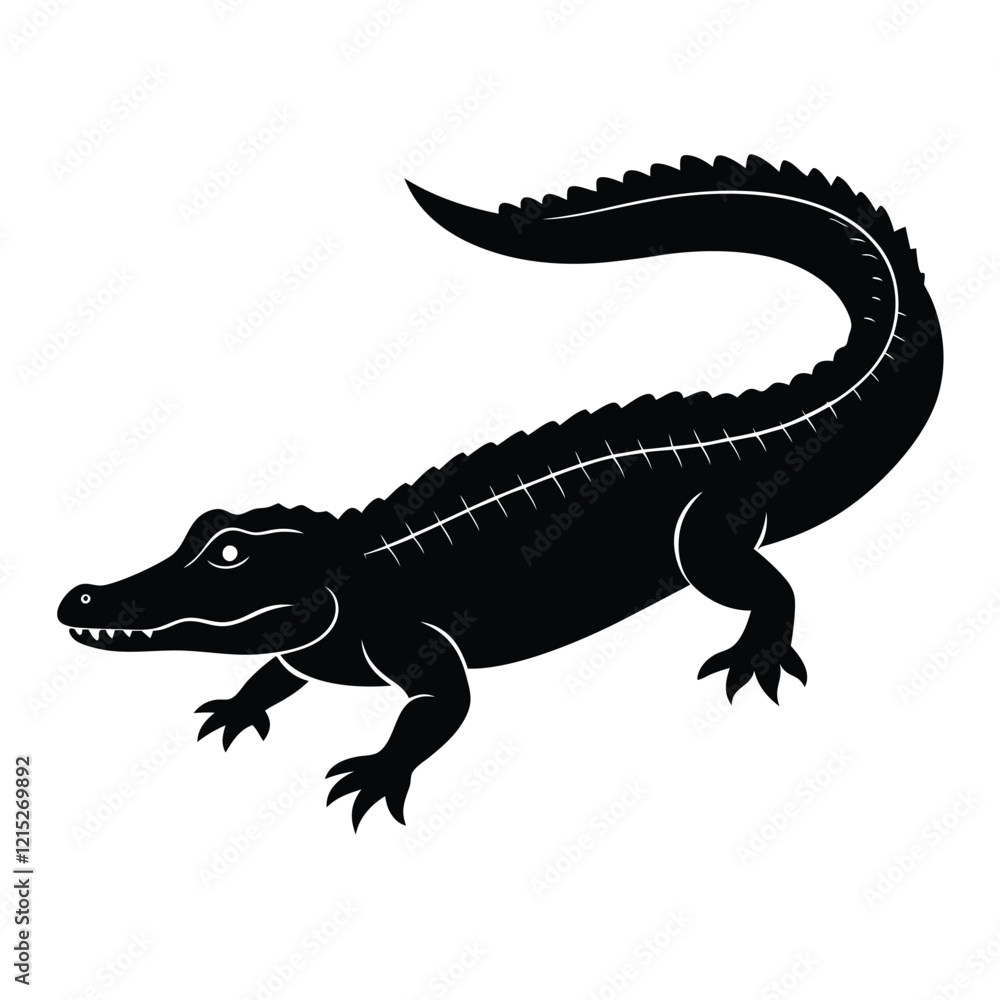 Fototapeta premium Crocodile silhouette on white background